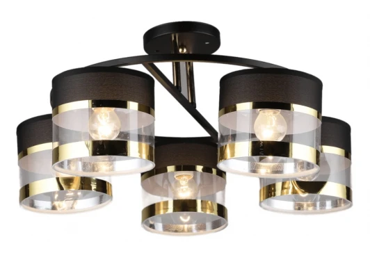 000060448 Потолочная люстра на штанге Мелодия Света SL1N SL6601-5 BK+FGD 000060448