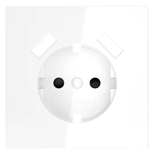 VLS000901 Накладка для розетки с заземлением и защитными шторками, с USB A+A Voltum S70 VLS000901 (белый глянцевый)