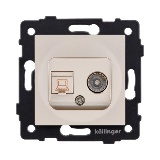 REA-012GD Розетка двойная TV (мама) + RJ45 золотой Kollinger REA-012GD для Aspekt, Eleganz, Reflex