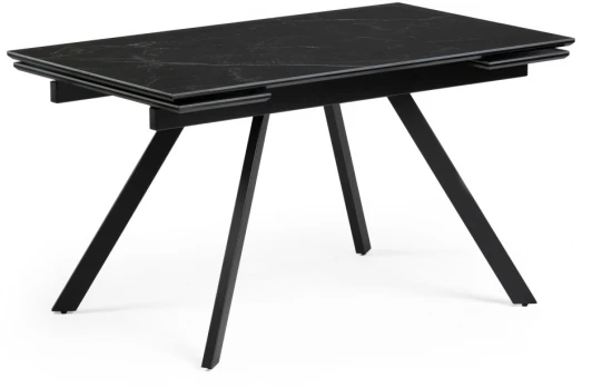 530830 Керамический стол Woodville Габбро 140х80х76 черный мрамор / черный 530830
