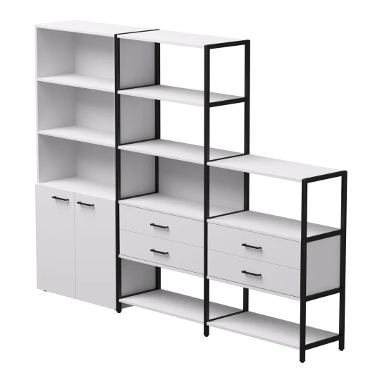 254ST12W39005 Набор стеллажных систем №12 Everprof EVO (ЭВО) 2435x385x1840 Белый/Черный 254ST12W39005