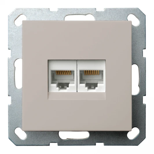 G6106T Розетка Ethernet RJ-45 двойная (тауп soft touch) Jasmart G-Classic G6106T