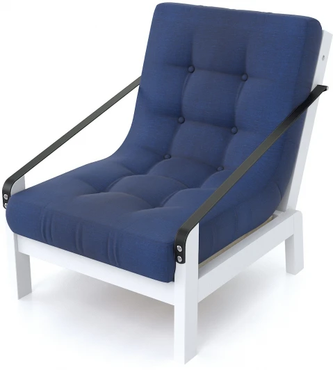 19626 Кресло Arsko Локи белая эмаль синяя рогожка