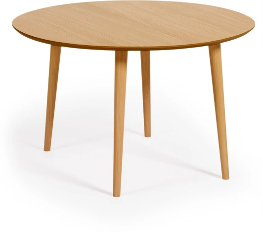 114620 Раздвижной стол Oakland из МДФ с дубовым шпоном и ножками из массива каучука Ø120(200)x120 с La Forma (ex Julia Grup) арт.114620