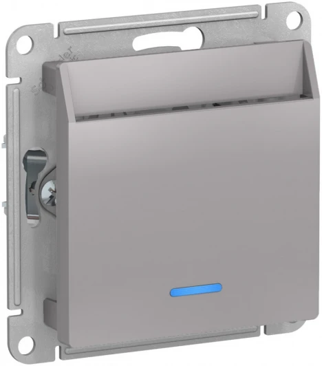 ATN000367 Карточный выключатель одноклавишный с подсветкой встраиваемый (алюминий) Systeme Electric AtlasDesign ATN000367