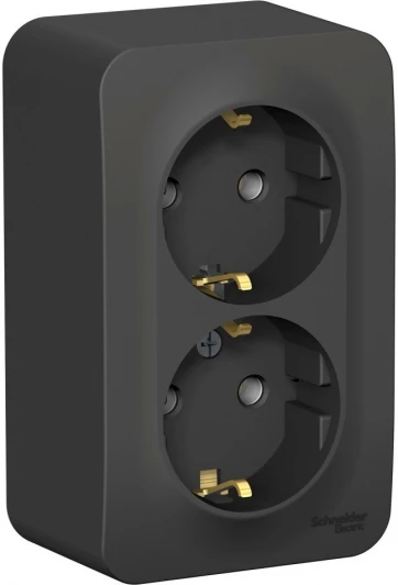 BLNRA010206 Розетка накладная двойная с заземлением (антрацит) Systeme Electric Blanca BLNRA010206