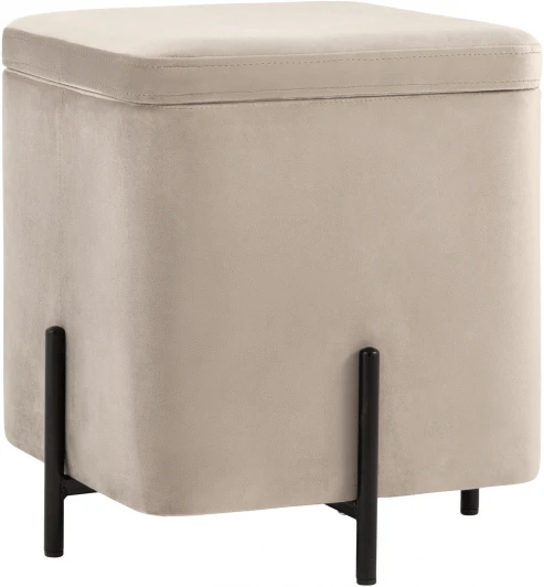 УТ000035894 Пуф Грейс квадрат с ящиком велюр серо-бежевый УТ000035894
