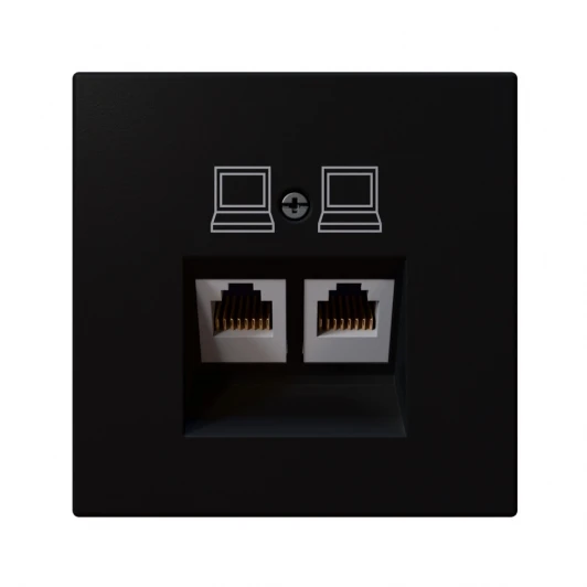 FD6106PBM Розетка Ethernet RJ-45 двойная (черный матовый) Jasmart FD FD6106PBM