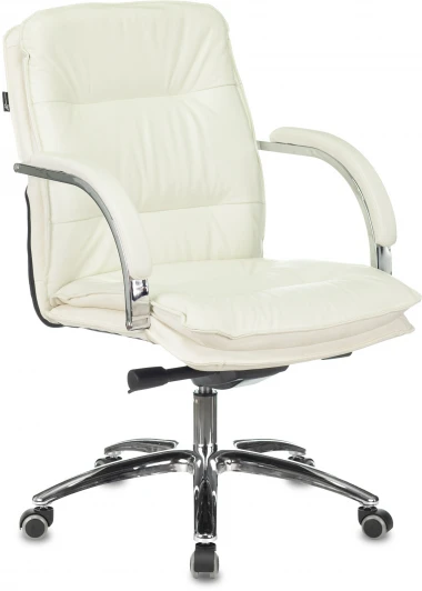T-9927SL-LOW/IVORY Кресло руководителя Бюрократ T-9927SL-LOW слоновая кость кожа низк.спин. крестовина металл хром