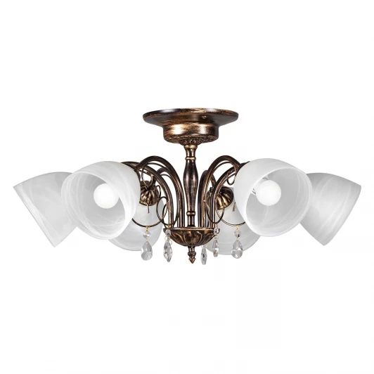 S9139-6 Люстра потолочная Day&Night, 6 плафонов, черный с золотом, белым и прозрачным