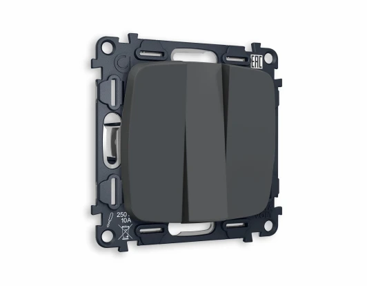 MO905010 Комплект механизма Ambrella Volt 3-клавишного выключателя OMEGA MO905010 Графит мягкое касание QUANT