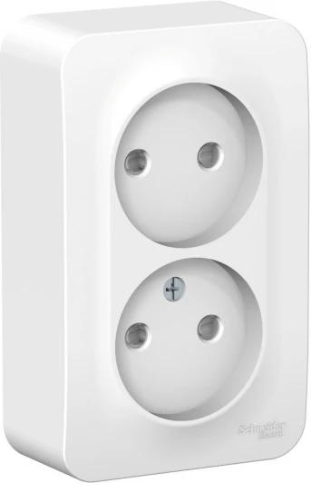 BLNRA001211 Розетка накладная двойная без заземления со шторками (белый) Systeme Electric Blanca BLNRA001211