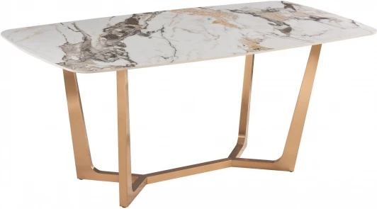 DT-2852L.3casa Стол обеденный Ланс Мат DT-2852L,180х90х75 см, белый мрамор/матовое золото IST-CASA