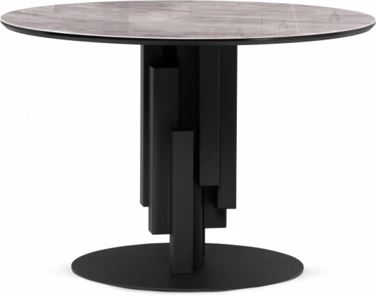 606361 Кухонный стол Notta Калипсо 110х75 серый мрамор / черный (Стекло) арт.606361