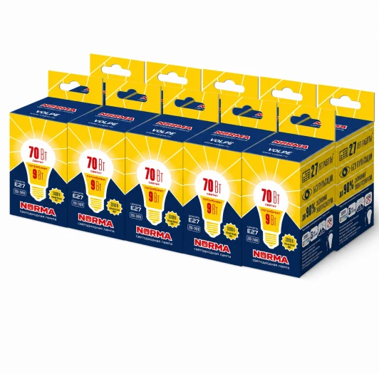 LED-A60-9W/3000K/E27/FR/NR SET10 Лампочка светодиодная E27 9Вт Volpe NORMA LED-A60-9W/3000K/E27/FR/NR SET10