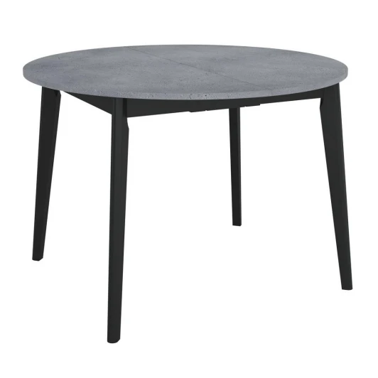FR 0835 Стол Oslo круглый раскладной 110-140x110x76см, Бетон Портленд, чёрный