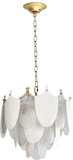 5051/11 Подвесная люстра Odeon Light Porcela 5051/11 золото/белый/прозрачный/металл/фарфор/стекло E14 11*40W (220V, на цепи, лепестки)