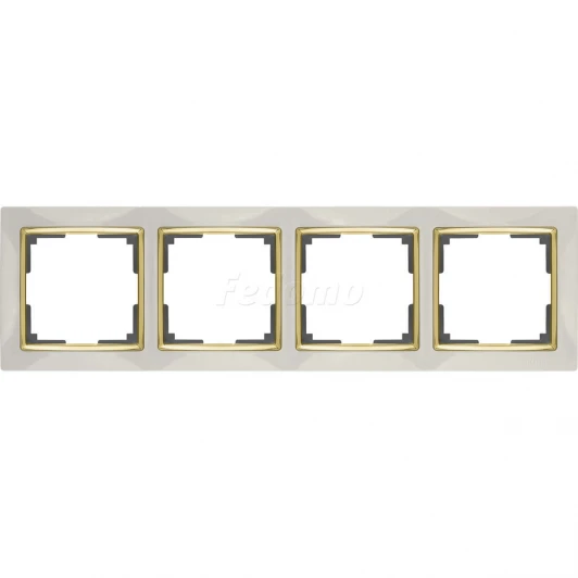 WL03-Frame-04-ivory-GD Рамка на 4 поста Werkel Snabb, слоновая кость с золотом