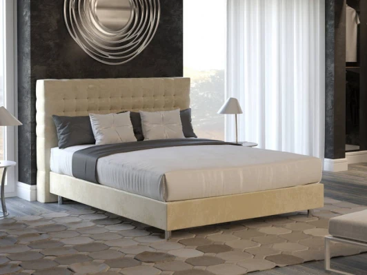 2027070 PROxSON Кровать Tallinn Boxspring Standart (Ткань: Велюр Лофти Лазурь) 140x200