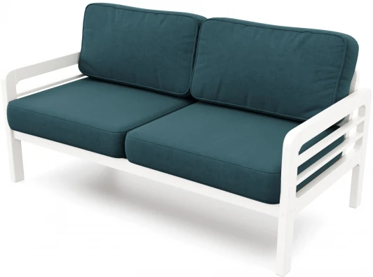 21993 Диван Arsko прямой Бергер Б белая эмаль велюр голубой