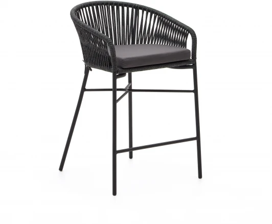 114295 Веревочный полубарный стул Yanet черного цвета 65 см La Forma (ex Julia Grup) арт.114295
