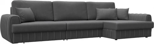 129314 Диван угловой Лига-057 НПБ Лонг угол правый Лига Диванов (Замша) арт.129314