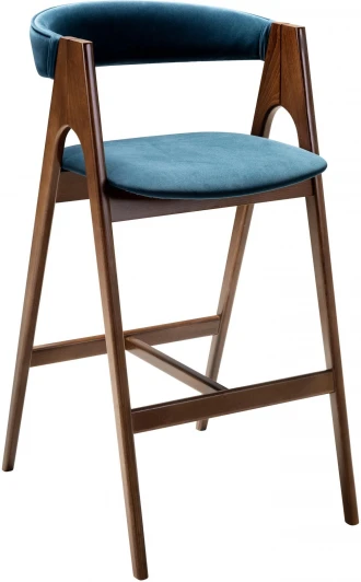 400217222h_diagbluee_nut Кресло барное Kaede Blue/Темный орех R-Home арт.400217222h_diagbluee_nut