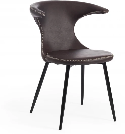 19082 Обеденный стул Tetchair FLAIR (Экокожа,Металл/Коричневый,Черный ) 19082