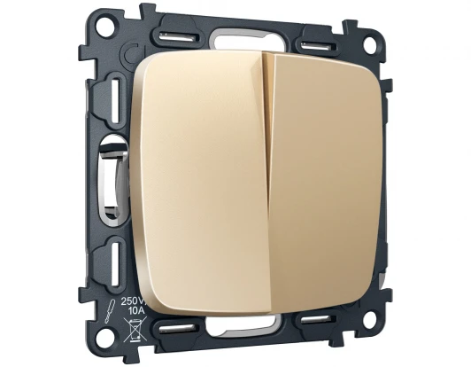 MO603030 Комплект механизма двухклавишного перекрестного выключателя встраиваемый (шампань) Ambrella Volt QUANT MO603030