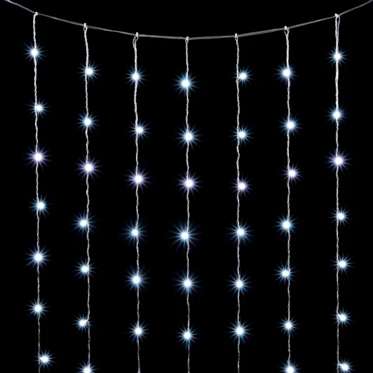PCL400NOT-10-2W Гирлянда Занавес Облегченный 2 x 2 м Белый 220В, 400 LED, Провод Прозрачный ПВХ, IP54