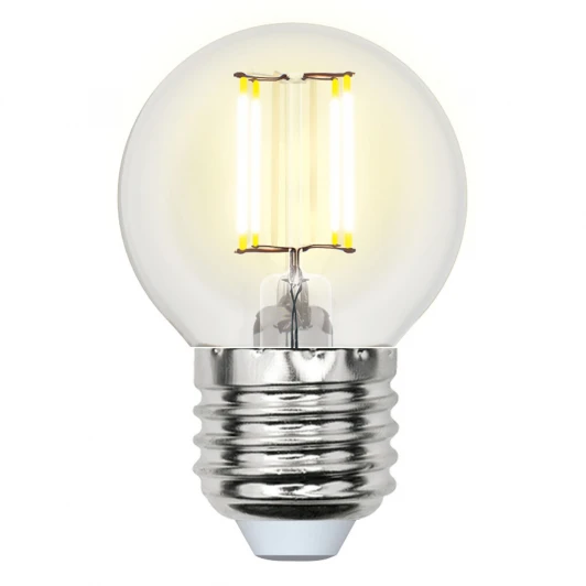 LED-G45-7,5W/WW/E27/CL GLA01TR картон Лампочка светодиодная шар прозрачная E27 7,5W 3000K Uniel LED-G45-7,5W/WW/E27/CL GLA01TR