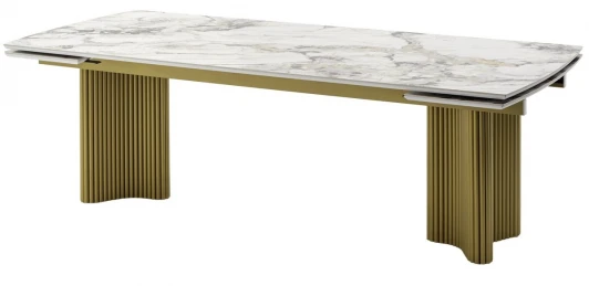 480M06034 Стол АДАЖИО-2 240 (320) см цвет АРКТИКА (ARCTIC OCEAN), керамика / Золотой каркас M-City 64580