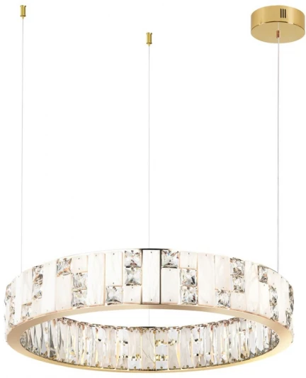 5072/80L Подвесной светильник Odeon Light Crossa 5072/80L золото/прозрачный/белый/металл/хрусталь/алебастр LED 80W 3700K (220V, кольцо)