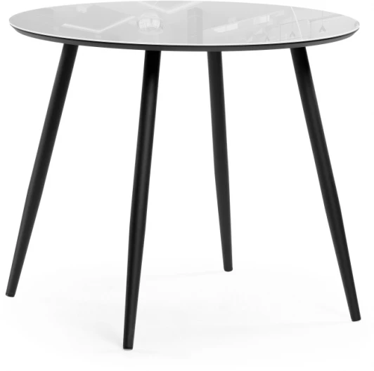 516540 Стеклянный стол Notta Абилин 90х76 ультра белое стекло / черный / черный матовый 516540