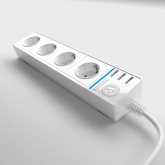 W6514901 Розеточный блок 4-х местный + 3 USB белый W6514901 (a051460)