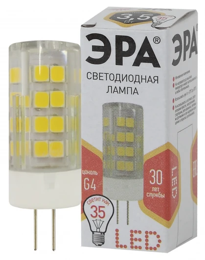 LED JC-3,5W-220V-CER-827-G4 Лампочка светодиодная G4 3,5W ЭРА LED JC-3,5W-220V-CER-827-G4