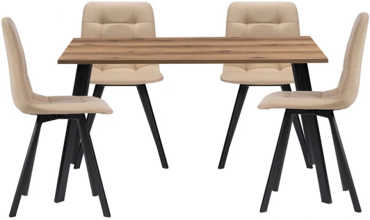 524323 Обеденная группа Notta Эделин бежевый / дуб делано темный / черный матовый 524323