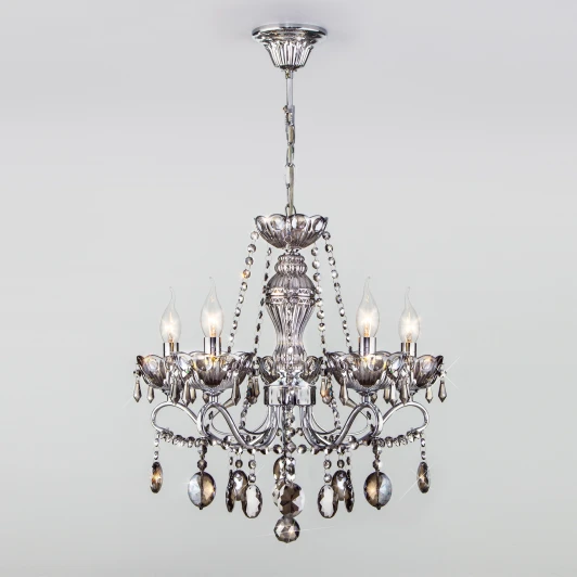 10103/5 хром Подвесная люстра Eurosvet Teodore 10103/5 хром/дымчатый хрусталь Strotskis