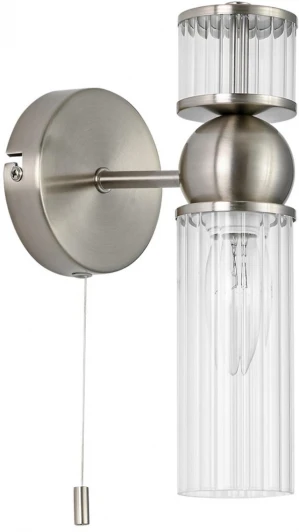 8277/1W Бра с выключателем сонетка Lumion Denver 8277/1W сатин никель/прозрачный, металл/стекло Е14 1*40W 220V