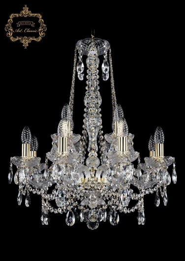 11.25.8+4.200.h-67.Gd.Sp Подвесная люстра Art Classic 11.25 11.25.8+4.200.h-67.Gd.Sp (220V, хрусталь, на цепи, подсвечник, свеча)