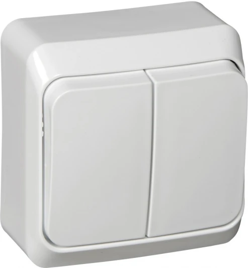 BA10-002B Выключатель накладной двухклавишный (белый) Systeme Electric BA10-002B