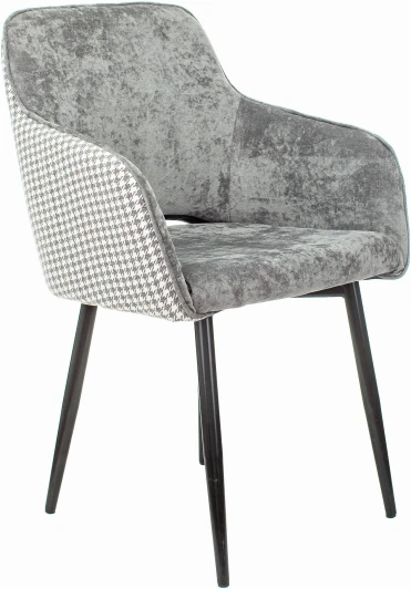 KF-7/LT19/GF Стул для кухни Бюрократ KF-7 серый Light 19 гусиная лапка металл черный на ножках (KF-7/LT19/GF)