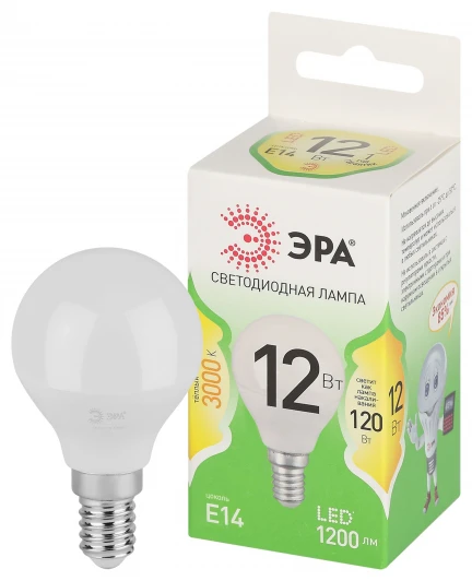 LED P45-12W-830-E14 GL Лампочка светодиодная E14 12W ЭРА LED P45-12W-830-E14 GL