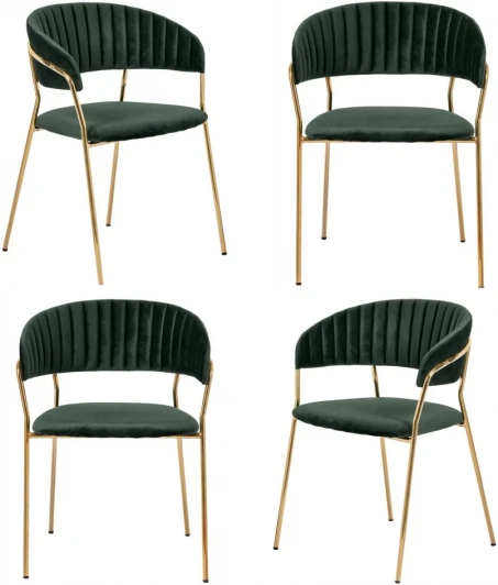 FR 0558K Комплект из 4-х стульев Turin зеленый с золотыми ножками Bradexhome арт.FR 0558K