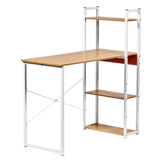 FR 0691 Стол письменный с полками Frame 100x45x110 см, светлое дерево, белый