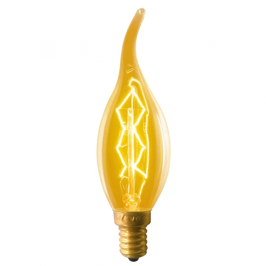 IL-V-CW35-60/GOLDEN/E14 ZW01 Лампочка накаливания свеча на ветру желтая E27 60W Uniel IL-V-CW35-60/GOLDEN/E14 ZW01