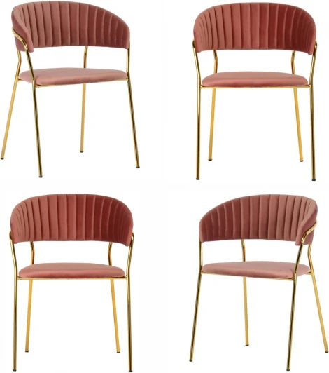 FR 0161K Комплект из 4-х стульев Turin пудровый с золотыми ножками Bradexhome арт.FR 0161K