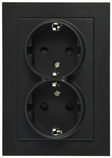 G5504PB Розетка двойная со шторками (черный матовый) Jasmart G-Classic G5504PB