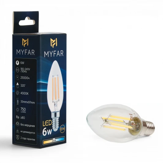 MB1002E14-6W4K Лампочка светодиодная MyFar Базис E14 MB1002E14-6W4K