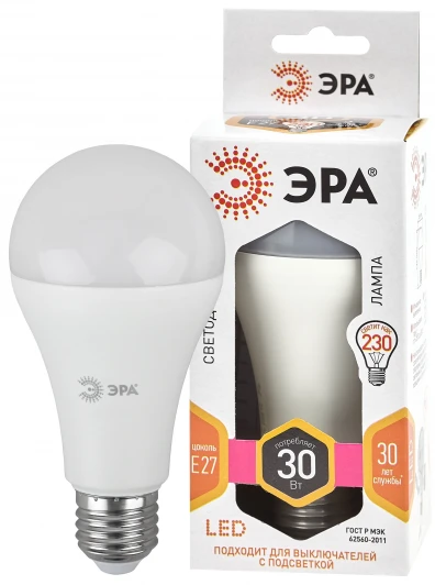 LED A65-30W-827-E27 Лампочка светодиодная E27 30W ЭРА LED A65-30W-827-E27